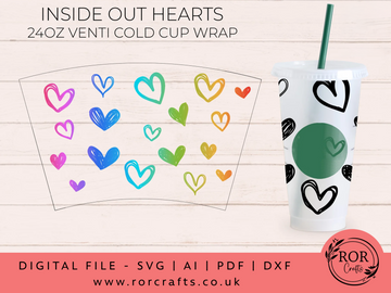 24oz Venti Cold Cup Inside Out Hearts