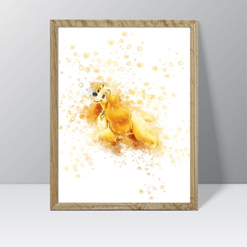Lady and the Tramp (Lady) - Watercolour Splash Print