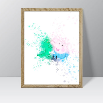 Peppa Pig (George) - Watercolour Splash Print