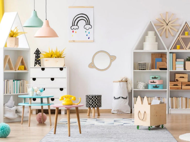 Planet Shaped Wooden Shatterproof Wall Mirror