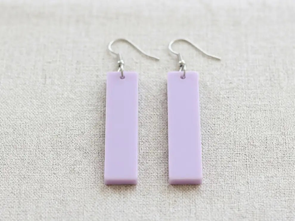 Modern Acrylic Rectangle Drop Earrings - Lilac - RoRCrafts