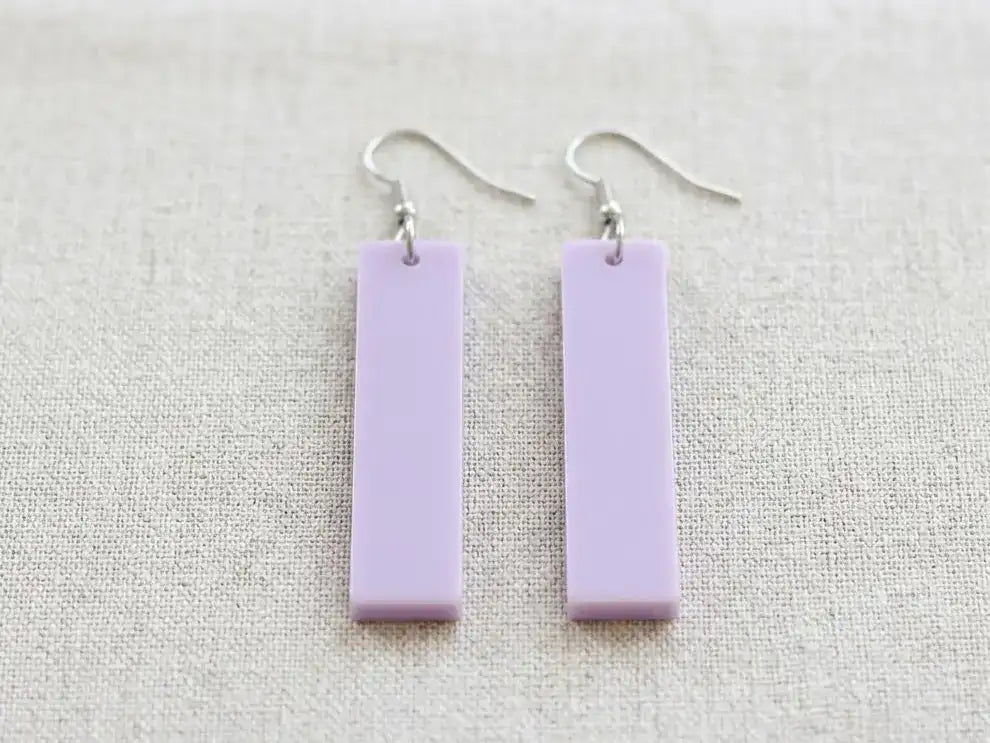 Modern Acrylic Rectangle Drop Earrings - Lilac - RoRCrafts