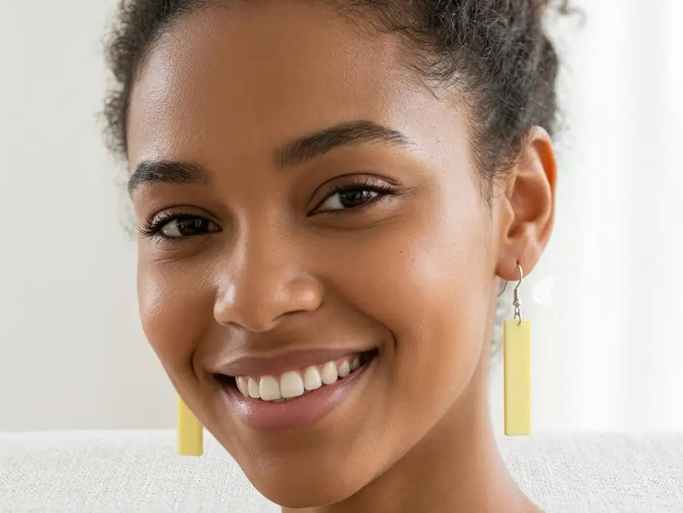 Modern Acrylic Rectangle Drop Earrings - Yellow - RoRCrafts