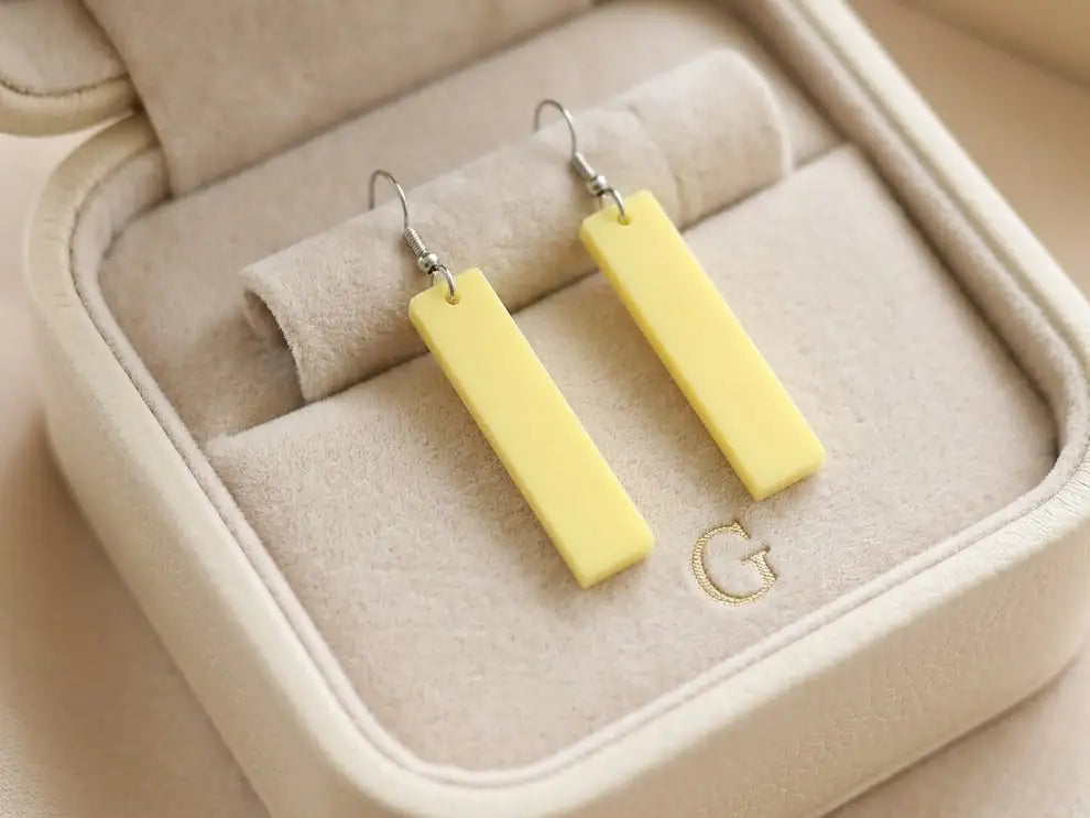 Modern Acrylic Rectangle Drop Earrings - Yellow - RoRCrafts