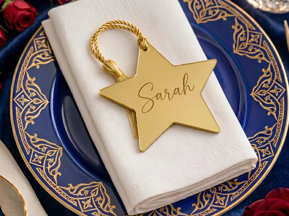 Personalized Star Place Names with Tassels - Acrylic Wedding Favors - RoRCrafts