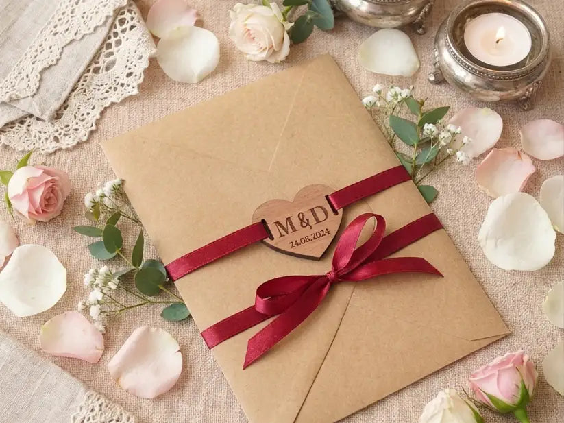 Personalized Wooden Heart Place Cards | Engraved Wedding Favor Tags - RoRCrafts