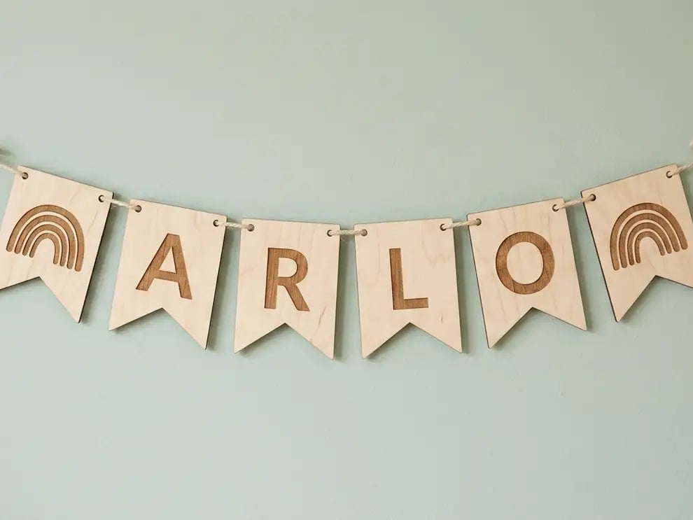 Personalized Wooden Name Bunting - Custom Nursery Wall Decor