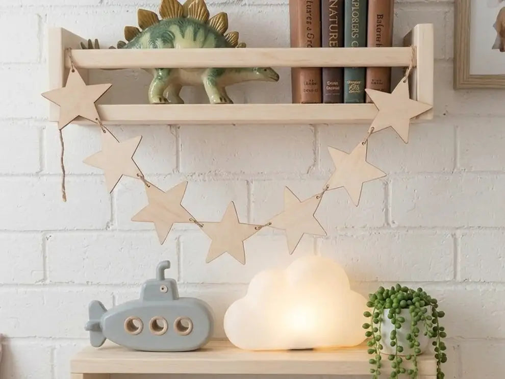 Personalized Wooden Star Garland | 8 Piece Nursery Wall Decor - RoRCrafts