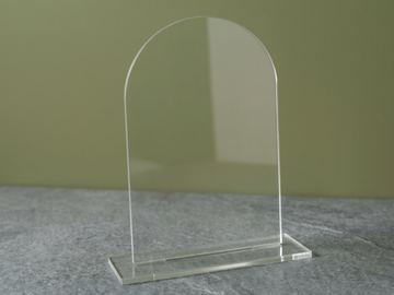 Clear Round Edge Acrylic Tabletop Sign Holder with Base