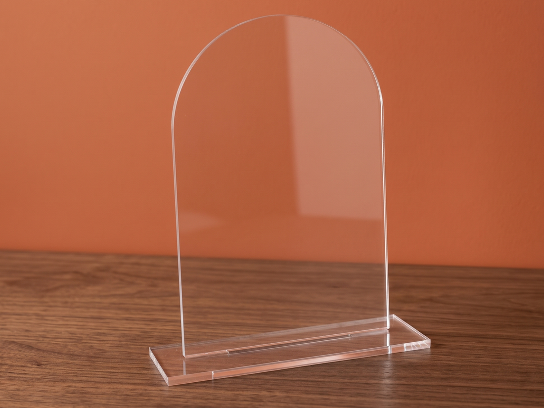 Clear Round Edge Acrylic Tabletop Sign Holder with Base