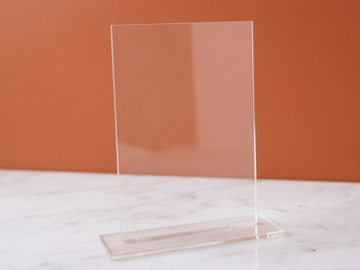 Clear Square Edge Acrylic Tabletop Sign Holder with Base