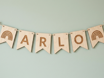 Personalized Wooden Name Bunting - Custom Nursery Wall Decor
