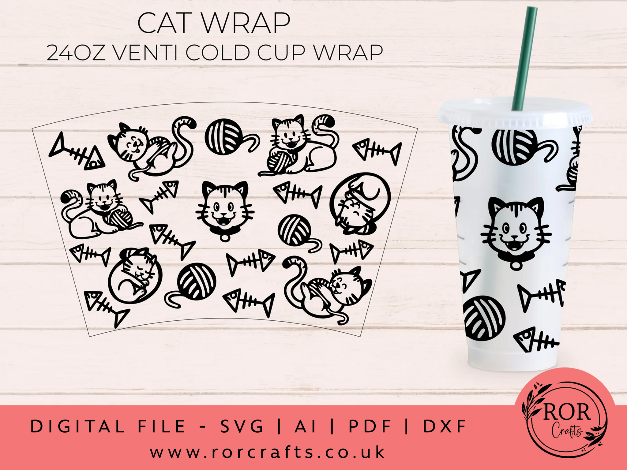 24oz Venti Cold Cat Wrap