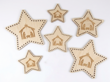 Wooden Star Crochet Basket Base – Nativity Scene Plywood Base