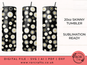 20oz Skinny Tumbler Daisies / Daisy Sublimation PNG
