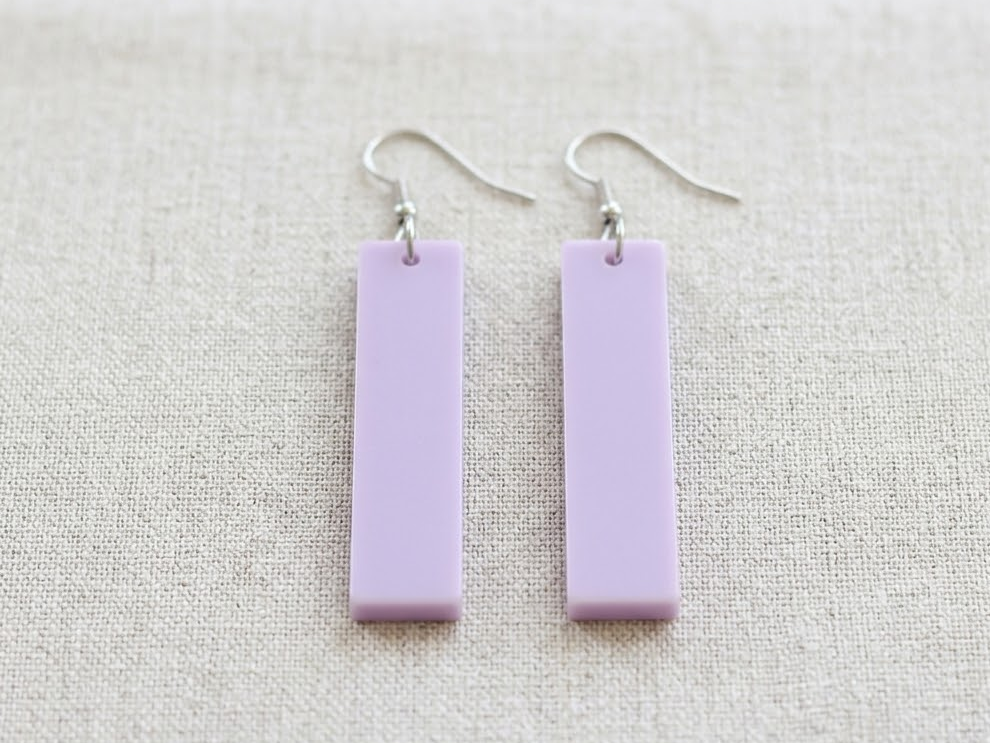 Modern Acrylic Rectangle Drop Earrings - Lilac