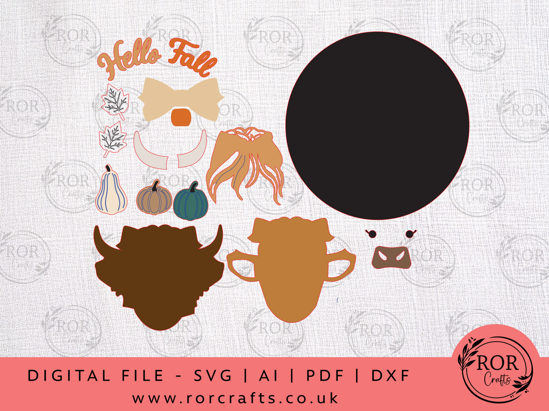 Fall Highland Cow Door Hanger - Digital File