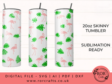 20oz Skinny Tumbler Flamingo - Sublimation PNG