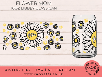 16oz Libby Glass Flower Mom