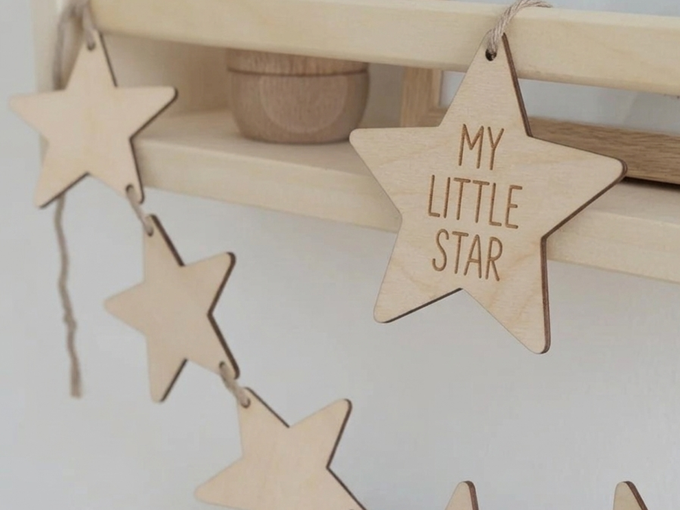 Personalized Wooden Star Garland | 8 Piece Nursery Wall Decor