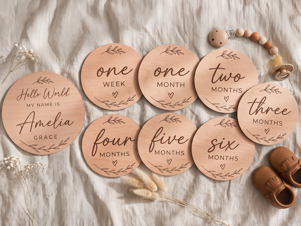 Hello World Milestone Disc & Newborn Plaque