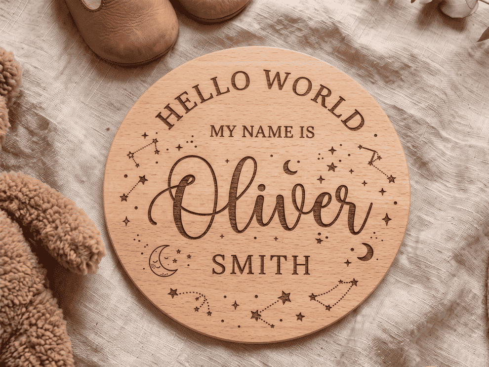 Hello World Celestial Newborn Milestone Disc