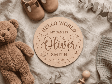 Hello World Celestial Newborn Milestone Disc