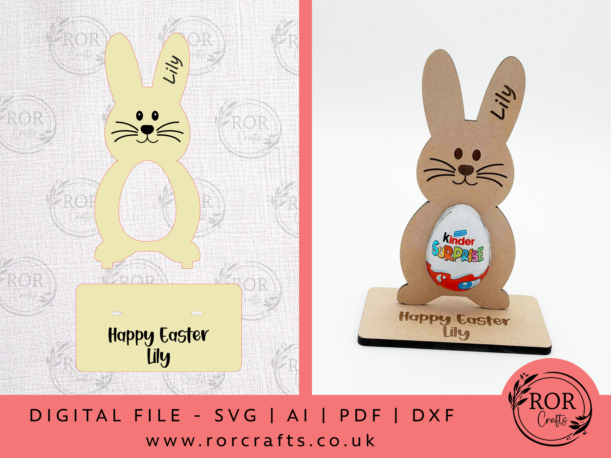 Bunny Kinder Egg Holder - Digital File