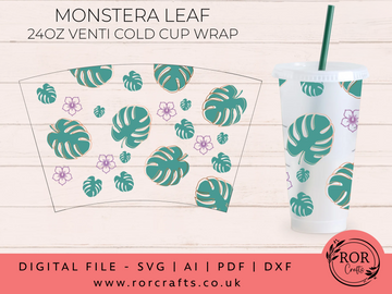 24oz Venti Cold Cup Monserta Leaf