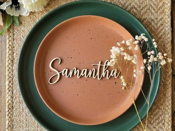 Wood Script Place Cards - Custom Wedding Table Decor