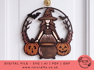 Witch Halloween Door Hanger - Digital File