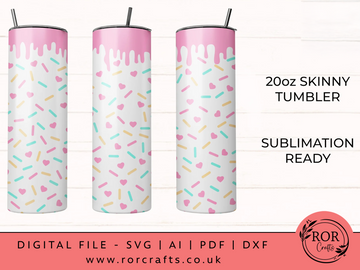 20oz Skinny Tumbler Rainbow Sprinkles Sublimation PNG