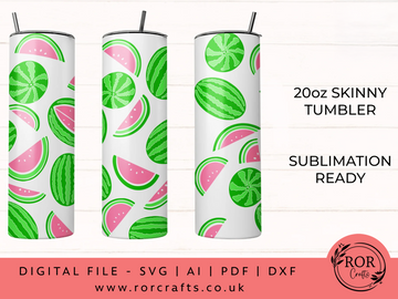 20oz Skinny Tumbler Watermelon - Sublimation PNG