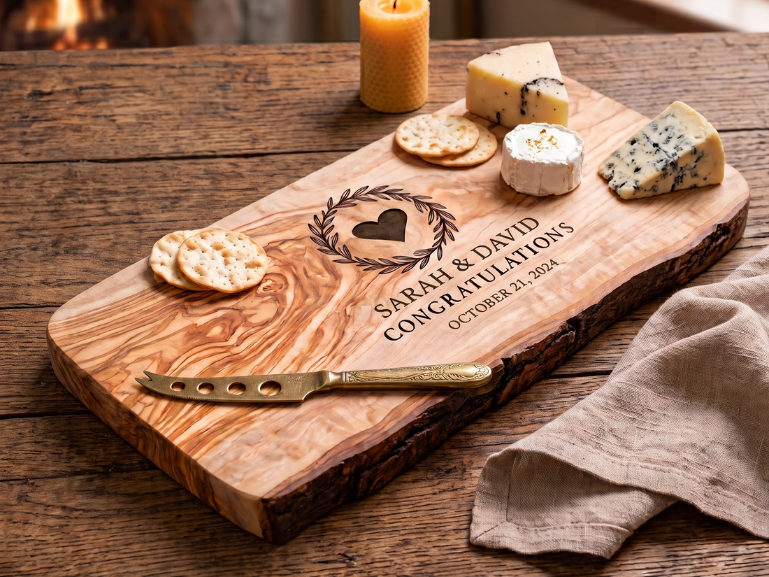 Olive Wood Gift - Handcrafted Wedding Chopping Board