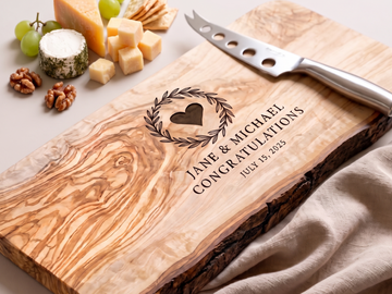 Olive Wood Gift - Handcrafted Wedding Chopping Board