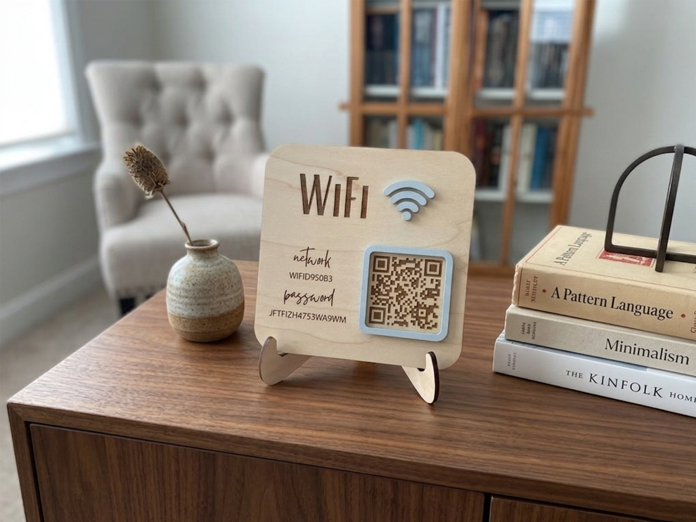 Stylish Wooden WiFi Password Sign