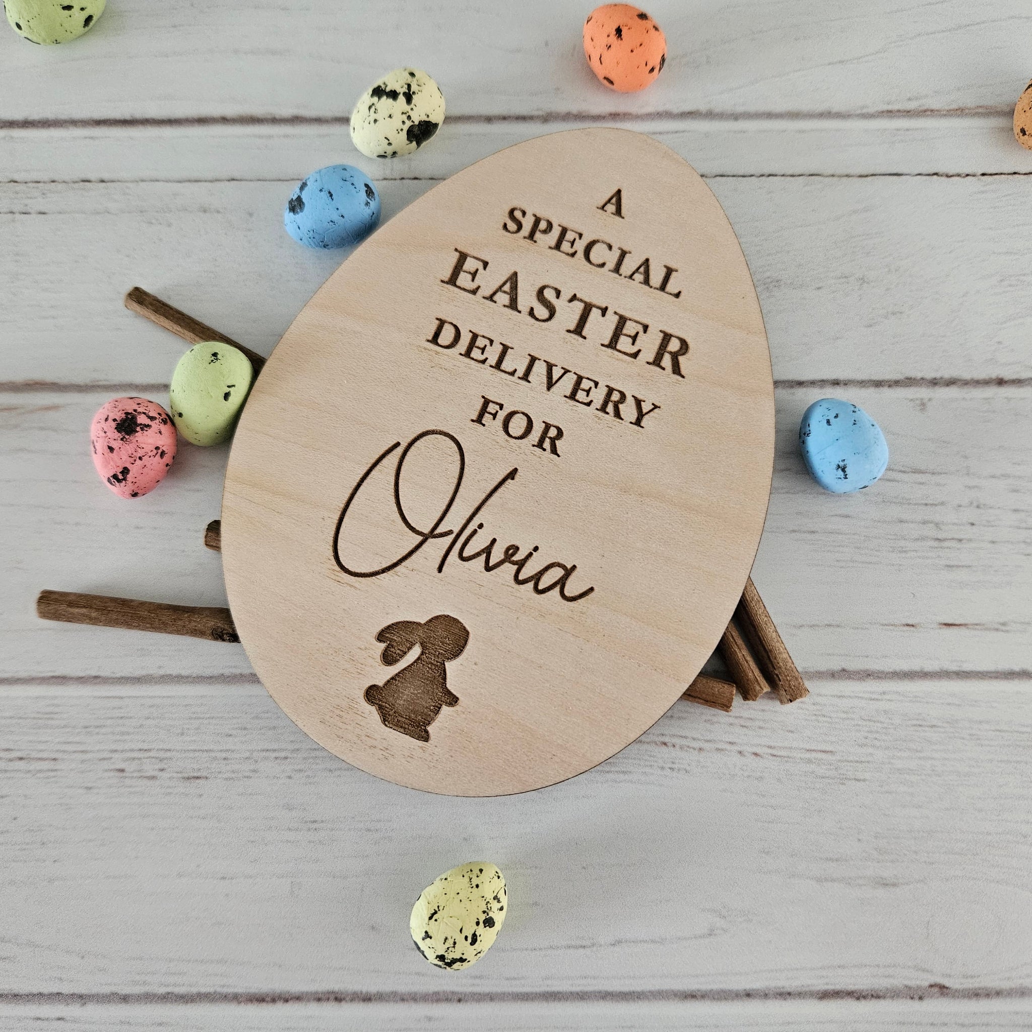 Easter Basket Wooden Tag