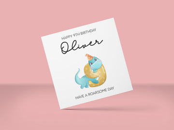 Dinosaur Nineth Birthday Card