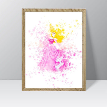 Disney Princesses (Aurora) - Watercolour Splash Print