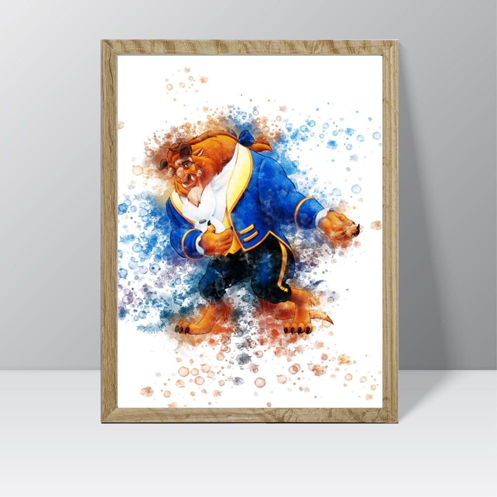 Beauty and The Beast (Beast) - Watercolour Splash Print