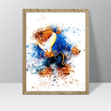 Beauty and The Beast (Beast) - Watercolour Splash Print
