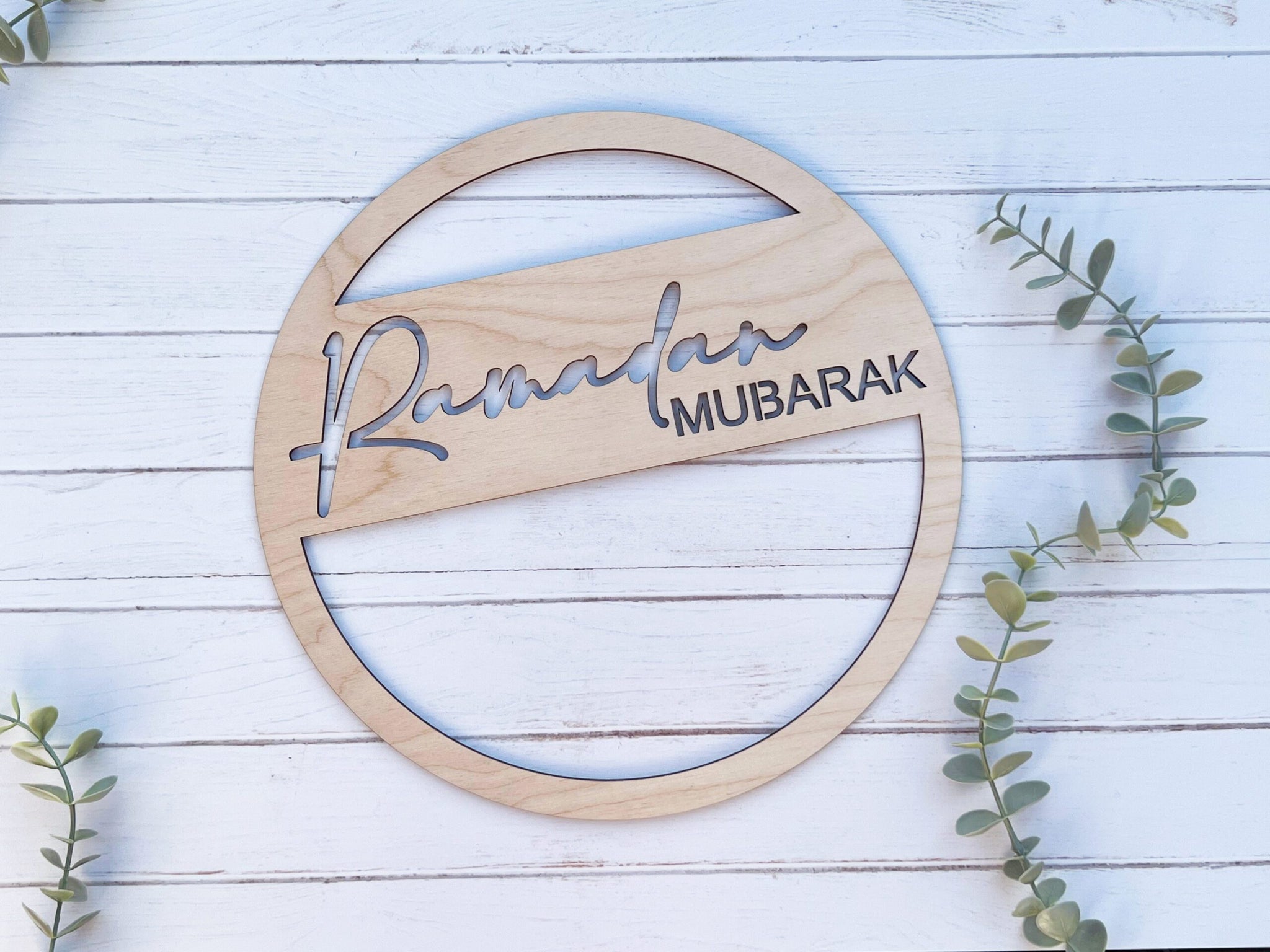 Eid Mubarak Wooden CutOut Hoop
