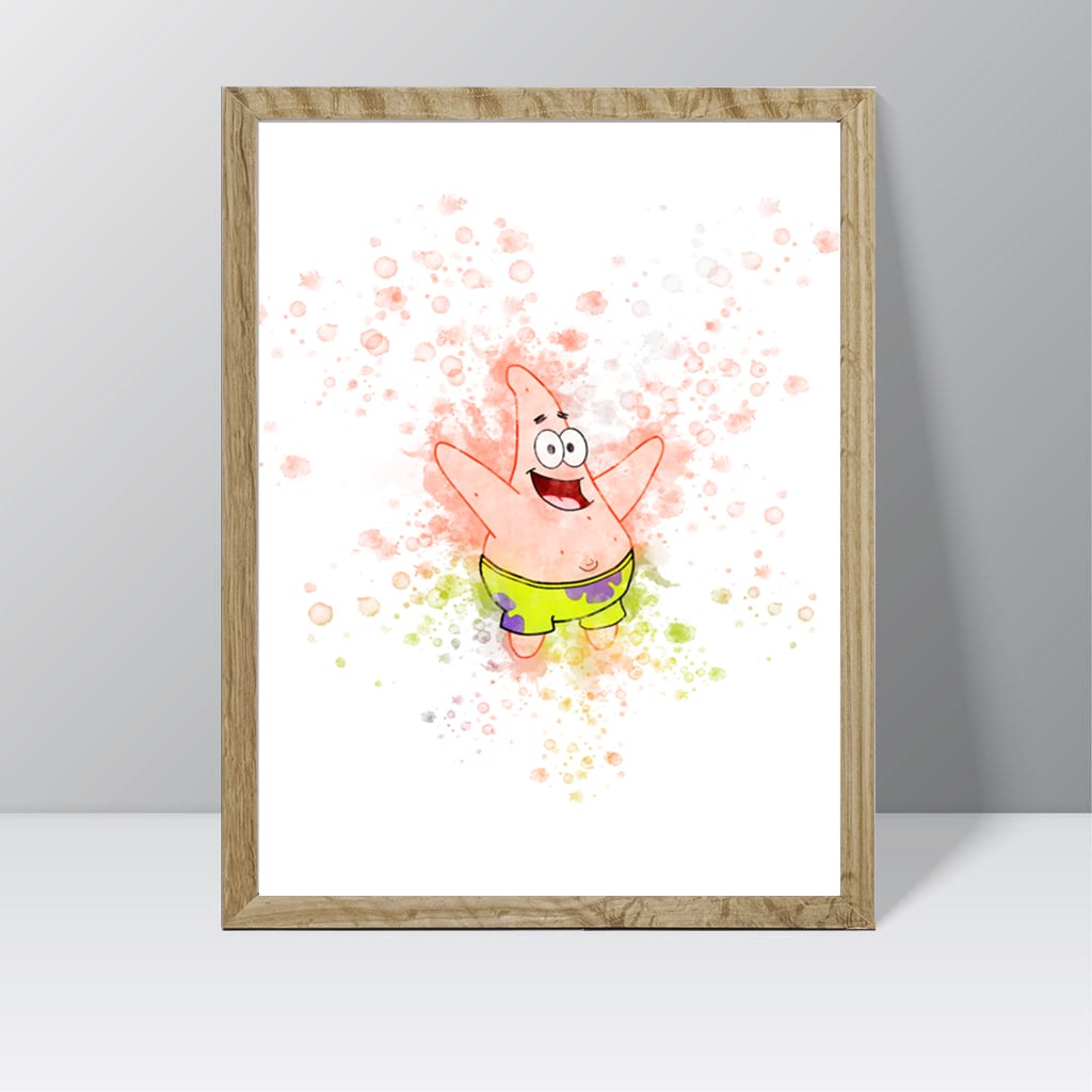 Sponge Bob (Patrick) - Watercolour Splash Print