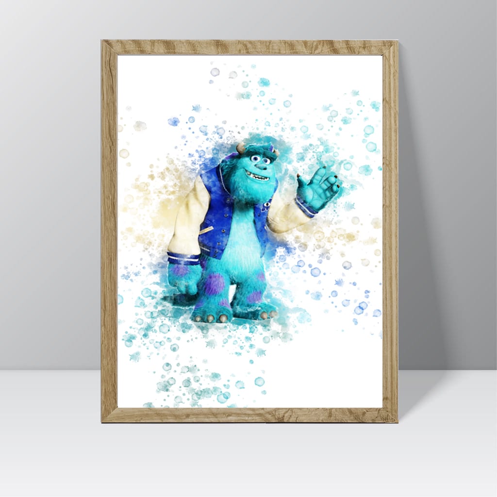 Monsters Inc (Mike) - Watercolour Splash Print