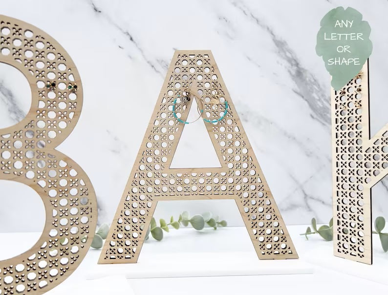 Rattan Lettered Earring Stand