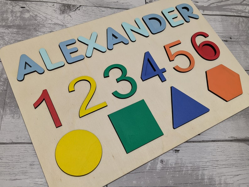 Numbers Shapes Personalised Name Puzzle