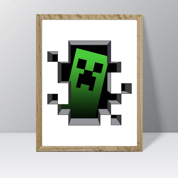 Minecraft Print (Creeper and WALL) - Watercolour Splash Print