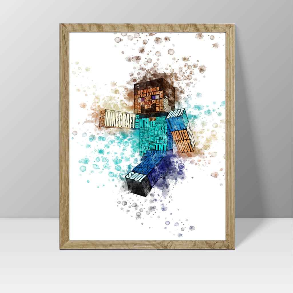 Minecraft Multicolor Print Minecraft Print (Minecraft Guy) - Watercolour Splash Print – RoRCrafts