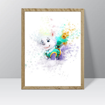 Paw Patrol (Everest) - Watercolour Splash Print